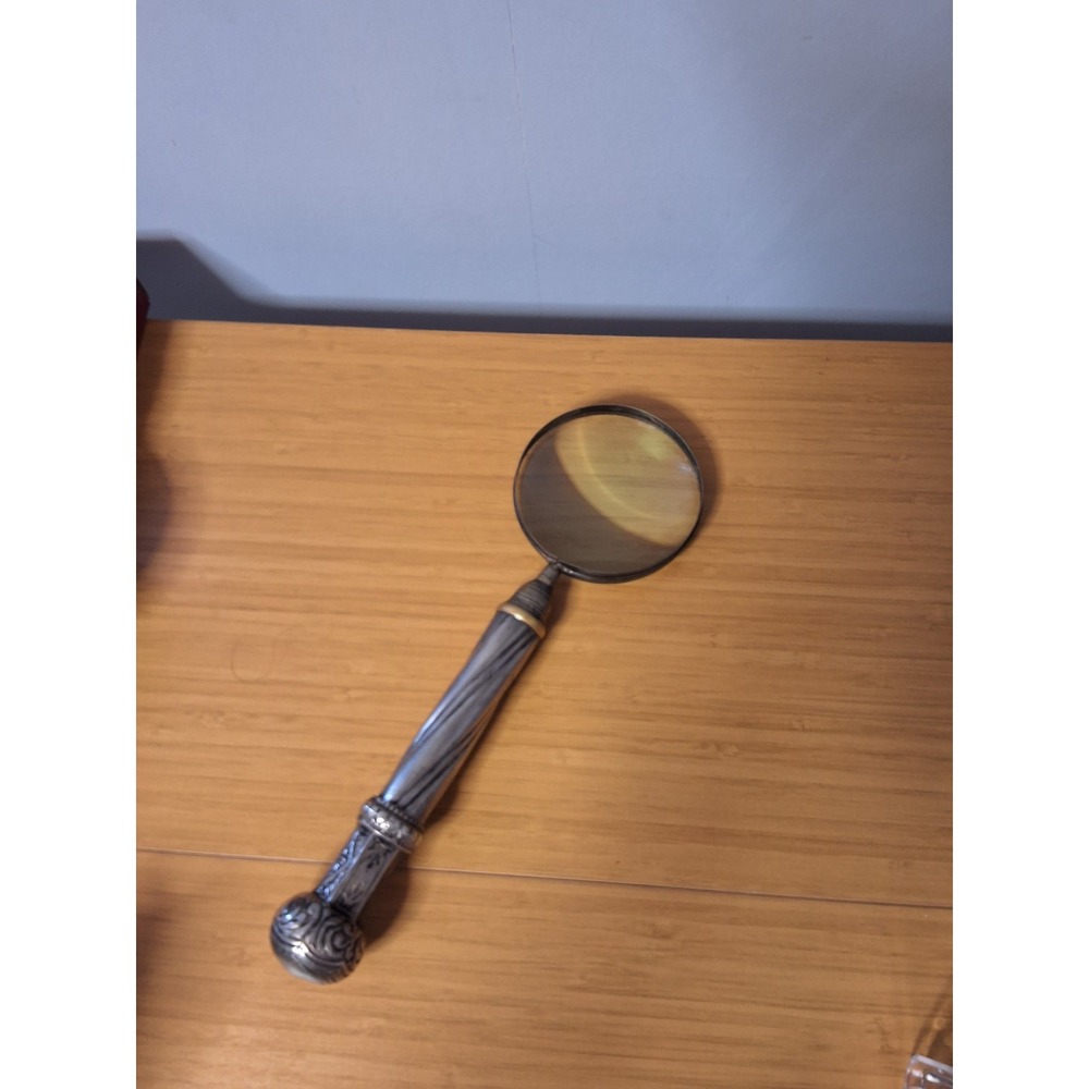 Antique Ornate, Victorian Style Magnifying Glass With Spiral-Ribbed Handle.